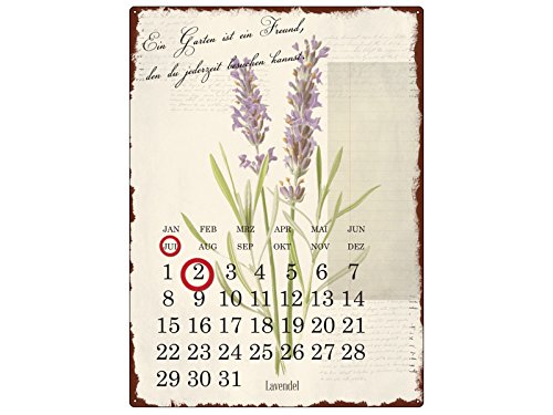 Interluxe WANDKALENDER Blechschild Kalender EIN Garten IST EIN Freund Gartenhaus Shabby Vintage Geschenk Dekoration Haus Wohnung von Interluxe