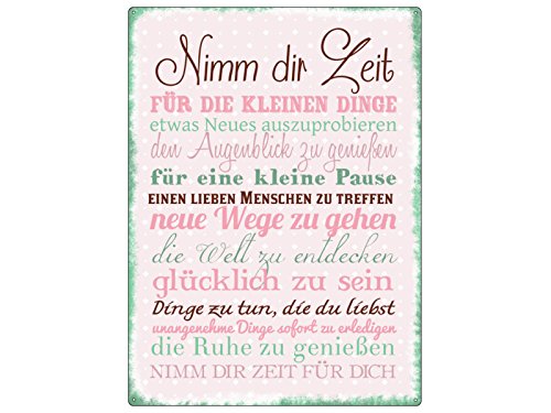 Interluxe WANDSCHILD METALLSCHILD Blechschild NIMM DIR Zeit *BUNT* Deko Lebensweisheit von Interluxe