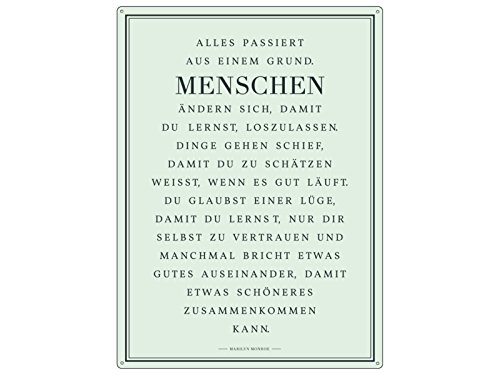 Interluxe WANDSCHILD Metallschild Alles PASSIERT AUS EINEM Grund [ 2 ] Spruch Pastell Marilyn Monroe Zitat Grün von Interluxe