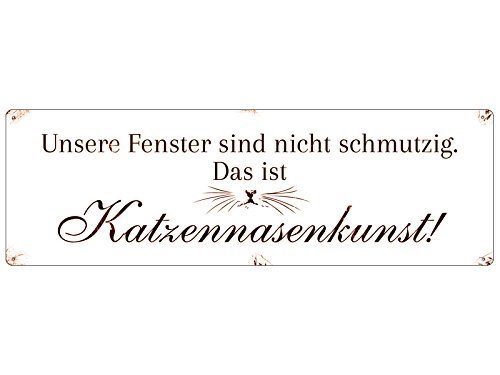 METALLSCHILD Blech Türschild KATZENNASENKUNST Fenster schmutzig Deko Haustier von Interluxe