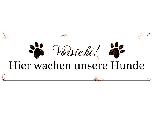 METALLSCHILD Blech VORSICHT HIER WACHEN UNSERE * HUNDE * Warnschild Haustier von Interluxe