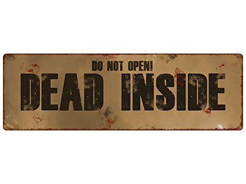 METALLSCHILD Blechschild Dekoschild Türschild DEAD INSIDE Halloween The walking von Interluxe