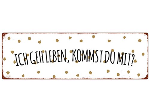 Interluxe METALLSCHILD Blechschild ICH GEH Leben, KOMMST DU MIT Lebensfreude Spruch von Interluxe