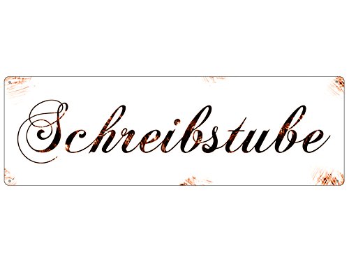 Interluxe METALLSCHILD Blechschild SCHREIBSTUBE Vintage Shabby Büro Schild Türschild von Interluxe