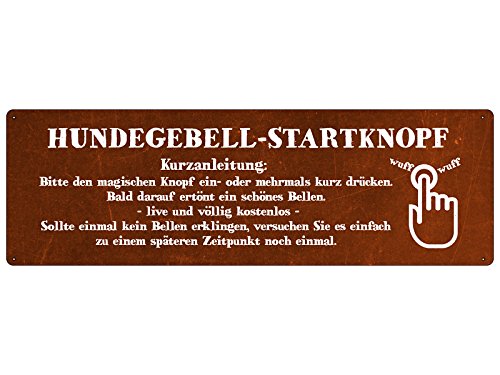 METALLSCHILD Blechschild Türschild HUNDEGEBELL-STARTKNOPF Hund Klingelschild ROST METALLSCHILD Blechschild Türschild HUNDEGEBELL-STARTKNOPF Hund Klingelschild ROST von Interluxe
