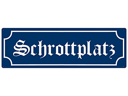 METALLSCHILD Retro Blechschild Straßenschild SCHROTTPLATZ Werkstatt Garage von Interluxe