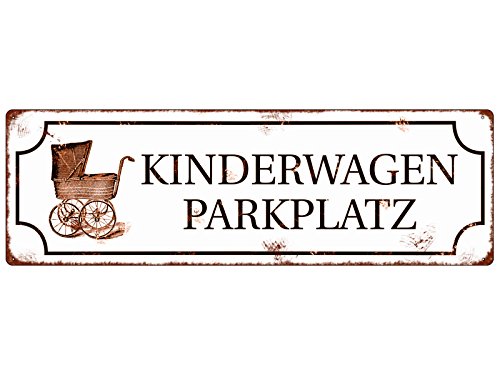 Interluxe METALLSCHILD Shabby Vintage Blechschild KINDERWAGENPARKPLATZ Geschenk Dekoration Shabby Vintage von Interluxe