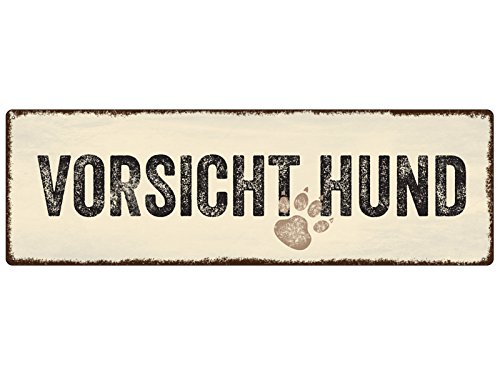 METALLSCHILD Shabby Vintage Blechschild VORSICHT HUND Vintage Geschenk Tierisch Shabby von Interluxe