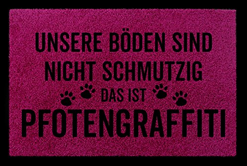 Interluxe SCHMUTZMATTE Fußmatte PFOTENGRAFFITI Hund Tierisch Türmatte Geschenk Einzug Fuchsia von Interluxe