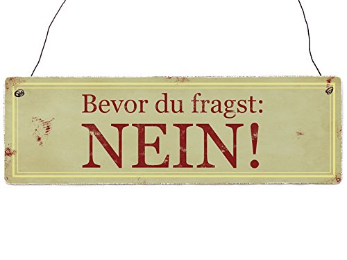 Shabby Vintage Holzschild Dekoschild BEVOR DU FRAGST: NEIN! Türschild Schild mit witzigem Spruch von Interluxe