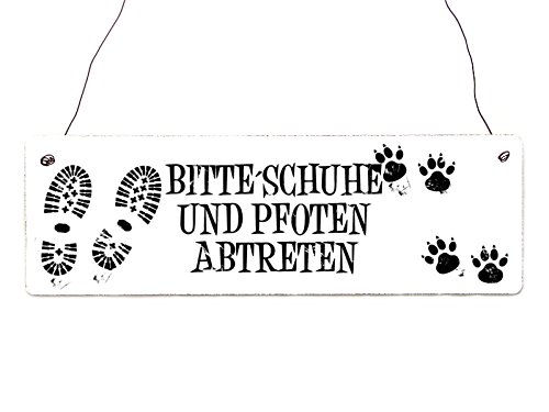 Interluxe Shabby Vintage Holzschild Türschild Bitte Schuhe UND Pfoten ABTRETEN Hundeschild Interluxe Shabby Vintage Holzschild Türschild Bitte Schuhe UND Pfoten ABTRETEN Hundeschild von Interluxe