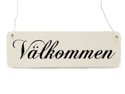 Shabby Vintage Schild Dekoschild Türschild VÄLKOMMEN wooden sign plaque welcome Willkommen von Interluxe