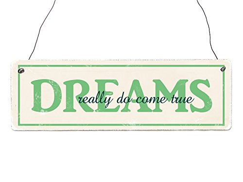 Shabby Vintage Schild Türschild DREAMS REALLY DO COME TRUE Dekoration Frühling von Interluxe