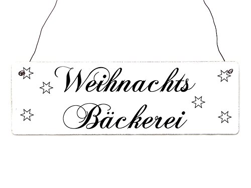 Shabby Vintage Schild Türschild WEIHNACHTSBÄCKEREI 2 Dekoschild Küche Landhaus Weihnachten weiß von Interluxe