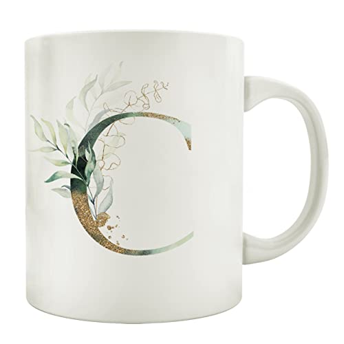 TASSE Kaffeebecher - Eukalyptus GOLD A - Z - Lieblingstasse, Geschenk für Familie, Freunde, Anfangsbuchstabe, Name (C) von Interluxe