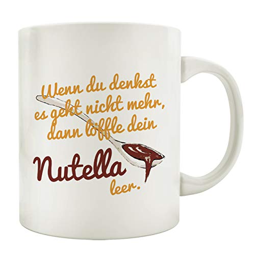 TASSE Kaffeebecher Wenn du denkst es geht nicht mehr Nutella witziger Spruch Lustig Motiv Bürotasse Keramiktasse von Interluxe