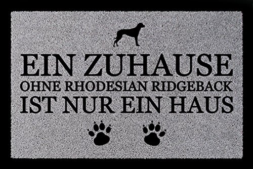 Interluxe TÜRMATTE Fußmatte EIN ZUHAUSE OHNE [ Rhodesian Ridgeback ] Hund Viele Farben Hellgrau von Interluxe