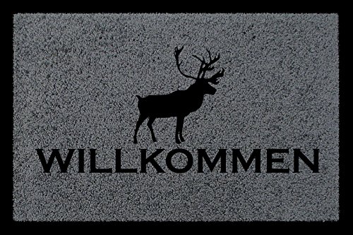 TÜRMATTE Fußmatte WILLKOMMEN ELCH Weihnachten Winter Jäger Jagd Geschenk Eingang Dunkelgrau TÜRMATTE Fußmatte WILLKOMMEN ELCH Weihnachten Winter Jäger Jagd Geschenk Eingang Dunkelgrau von Interluxe