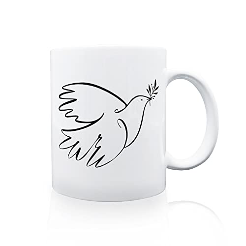 Tasse Kaffeebecher - Friedenstaube - Frieden Blume Lineart Peace Geschenk für Freunde Familie Liebe von Interluxe