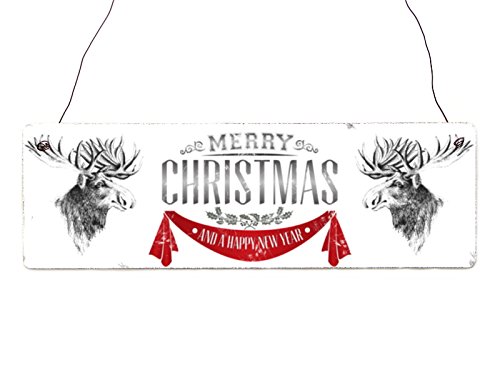 Interluxe Vintage Deko Holz Schild Türschild Merry Christmas Shabby Frohe Weihnachten Weihnachtsdeko Weihnachtsschild von Interluxe