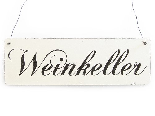 Interluxe Vintage Deko Schild Türschild WEINKELLER Shabby Nostalgie Landhaus Holz weiß von Interluxe