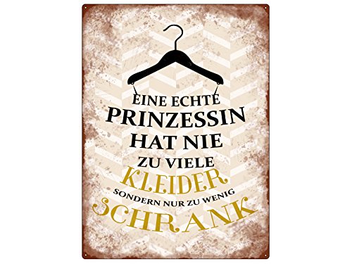 WANDSCHILD Metallschild EINE ECHTE PRINZESSIN Dekoration Lustig Spruch Fashion Mode Schrank Ankleidezimmer von Interluxe