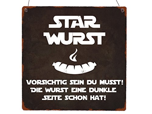 Schild Made in Germany XL Holzschild Star Wurst Grillen Star Wars Lustig Sommer Terrasse Geschenk Deko von Interluxe