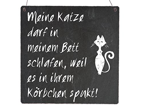 XL Shabby Vintage Schild Dekoschild MEINE KATZE DARF IN MEINEM BETT Geschenkidee von Interluxe