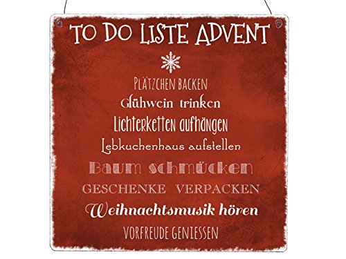 Interluxe XL Shabby Vintage Schild Dekoschild to-DO Liste Advent Geschenk Dekoration Weihnachten Winter von Interluxe