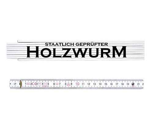 ZOLLSTOCK Spruch Metermaß HOLZWURM Geschenk Schreiner Lehrling Geselle Meister von Interluxe