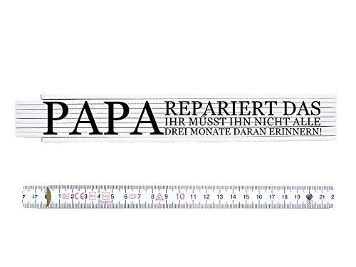 ZOLLSTOCK Spruch PAPA REPARIERT DAS Meterstab, beidseitig bedruckt Geschenk von Interluxe