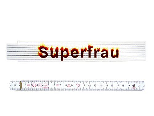 ZOLLSTOCK Spruch SUPERFRAU Handwerker Lustig Geschenk Metermaß Frau Meterstab von Interluxe