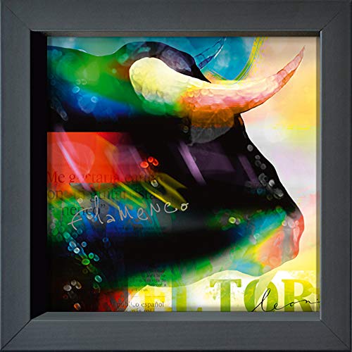 International Graphics Gerahmte Postkarte - BOSBOOM, Leon - ''Cabeza de Toro'' - 16 x 16 cm - anthrazitfarbener Rahmen von International Graphics