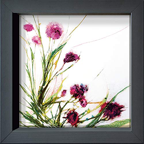 International Graphics Gerahmte Postkarte - Griggs, Jan - ''Flowers in The Wind on White'' - 16 x 16 cm - anthrazitfarbener Rahmen von International Graphics