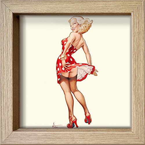 International Graphics Gerahmte Postkarte - HITTE, Patrick - ''Blonde Dans le Vent'' - 16 x 16 cm - holzfarbener Rahmen von International Graphics