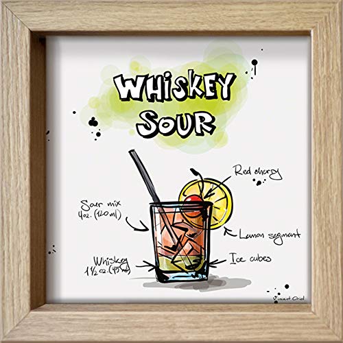 International Graphics Gerahmte Postkarte - Oriol, Vincent - ''Whiskey Sour'' - 16 x 16 cm - holzfarbener Rahmen von International Graphics