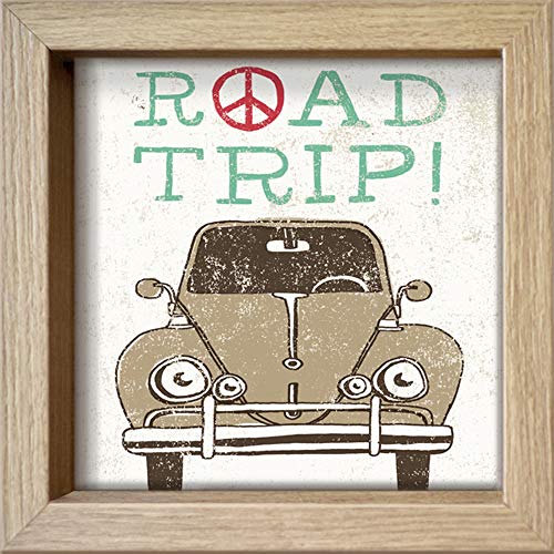 International Graphics Gerahmte Postkarte - Towne, Oliver - ''Road Trip Beetle'' - 16 x 16 cm - holzfarbener Rahmen von International Graphics