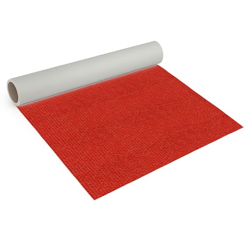 Internethandel Pfordt Teppichboden Nadelfilz Rot, 1900x200 cm, robuster Nadelvlies Bodenbelag, Meterware für Wohnbereiche, Ausstellungen und Messen von Internethandel Pfordt
