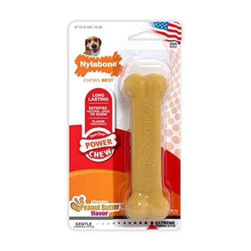 Nylabone Extreme, Kau- und Zahnspielzeug für Hunde, Hundeknochen, für aggressiv / Starke kauende, Erdnussbutter -Geschmack, für mittelgroße hunde bis 16 kg von Nylabone