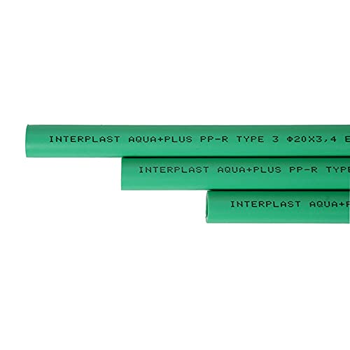 5 x Aqua Plus - Fusiotherm PPR Rohr Stangen L = 2m d = 25 x 4,2 mm, grün von Interplast