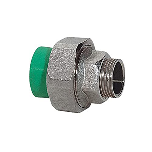5 x Aqua-Plus - PPR Rohr Kupplung AG Messing d = 32 mm x DN25 (1") AG grün von Interplast