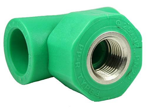 PPR Aqua-Plus T-Stück für 25mm Rohre und 1/2 Zoll Innengewinde von Interplast