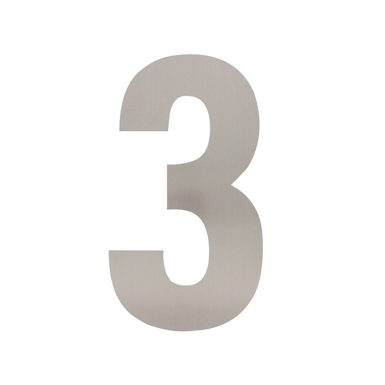 Hausnummer 3 XL 300x2mm Edelstahl gebürstet von Intersteel