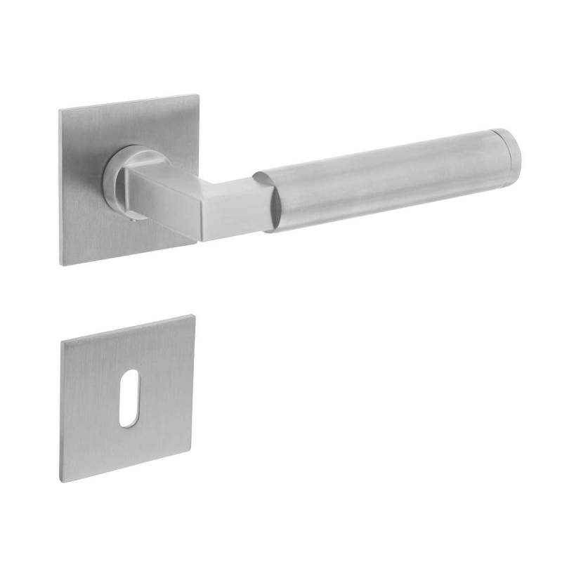 TÜRDRÜCKER BAU-STIL AUF MAGNET ROSETTE 55X55X3 MM MIT BB-ROSETTEN EDELSTAHL G... von Intersteel