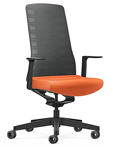 Interstuhl Bürostuhl Pure Active Edition - Der Bürostuhl der Sich Gewicht und Bewegung anpasst - ergonomische Smart-Spring Technologie - Made in Germany (1D-Armlehne, Anthrazit | Orange) von Interstuhl