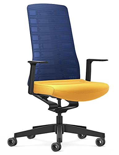 Interstuhl Bürostuhl Pure Active Edition – Anpassung an Gewicht und Bewegung – ergonomische Smart-Spring Technologie (Blau | Gelb) von Interstuhl