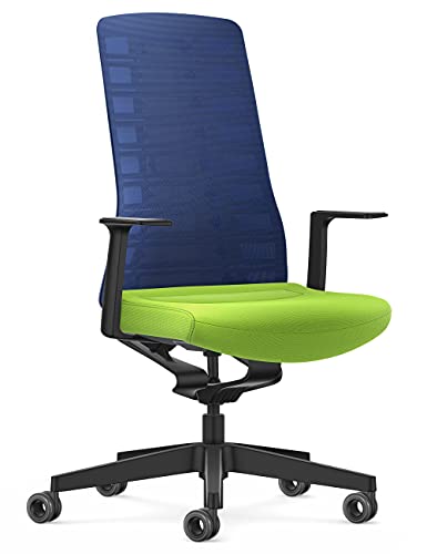 Interstuhl Bürostuhl Pure Active Edition – Anpassung an Gewicht und Bewegung – ergonomische Smart-Spring Technologie (Blau | Grün) von Interstuhl