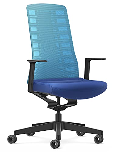 Interstuhl Bürostuhl Pure Active Edition - Der Bürostuhl der Sich Gewicht und Bewegung anpasst - ergonomische Smart-Spring Technologie - Made in Germany (1D-Armlehne, Hellblau | Blau) von Interstuhl