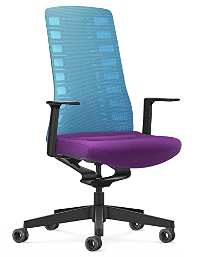 Interstuhl Bürostuhl Pure Active Edition - Der Bürostuhl der Sich Gewicht und Bewegung anpasst - ergonomische Smart-Spring Technologie - Made in Germany (1D-Armlehne, Hellblau | Lila) von Interstuhl