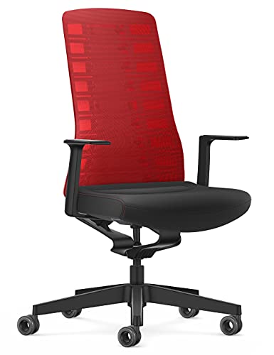 Interstuhl Bürostuhl Pure Active Edition - Der Bürostuhl der Sich Gewicht und Bewegung anpasst - ergonomische Smart-Spring Technologie - Made in Germany (1D-Armlehne, Rot | Schwarz) von Interstuhl